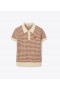 Women's Tory Burch Heart Logo Crochet Knit Polo Brown / Cream
