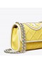 Women's Tory Burch Small Fleming Soft Patent Border Convertible Shoulder Bags Lemon White