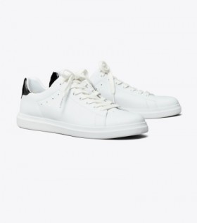 Women's Tory Burch Howell Court Sneakers Titanium White Black