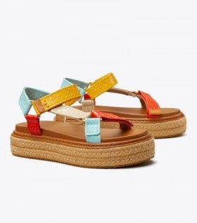 Women's Tory Burch T Monogram Rope Sport Sandal Espadrilles Light Blue