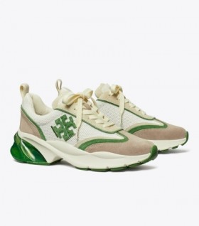 Women's Tory Burch Good Luck Trainer Sneakers White Green