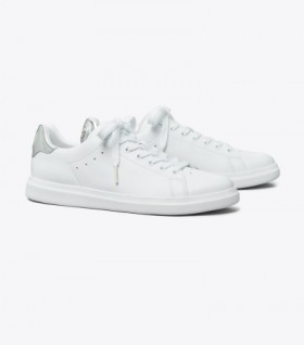 Women's Tory Burch Howell Court Sneakers Titanium White Silver
