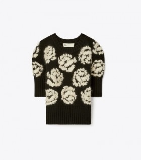 Women's Tory Burch Rose-embroidered Sweaters Black