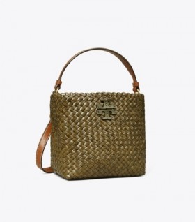 Women's Tory Burch Small Mcgraw Woven Bucket Bags Beige Dark