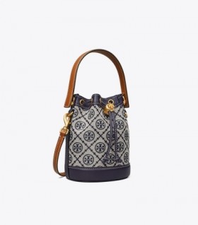 Women's Tory Burch Mini T Monogram Bucket Bags Navy