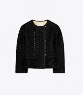 Women's Tory Burch Iridescent Velvet Quilted Jackets Black