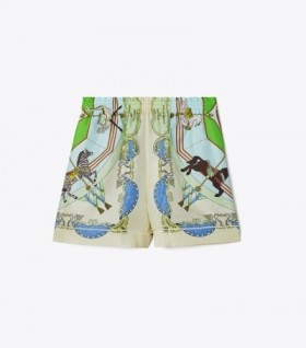 Women's Tory Burch Printed Silk Short Blue Multicolor