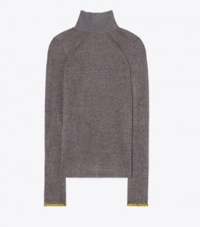 Women's Tory Burch Metallic Knitted Turtleneck Sweaters Brown Multicolor Metal