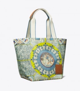 Women's Tory Burch Ella Printed Market Tote Bags Blue