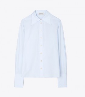 Women's Tory Burch Cotton Poplin Shirts Blue