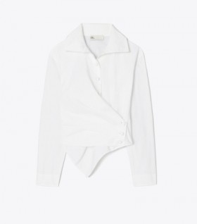 Women's Tory Burch Poplin Wrap Shirt Shirts White