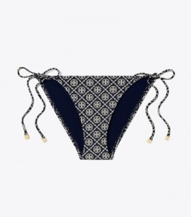 Women's Tory Burch Printed String Bikini Bottom Navy