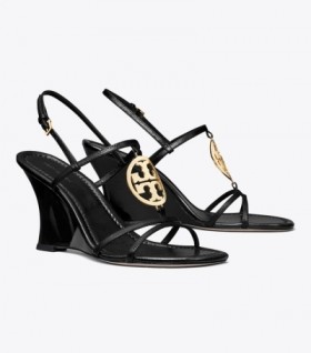 Women's Tory Burch Capri Miller Wedge Sandals Black