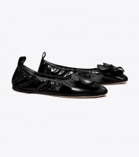 Women's Tory Burch Flower Ballerina Black