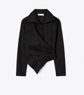 Women's Tory Burch Poplin Wrap Shirts Black