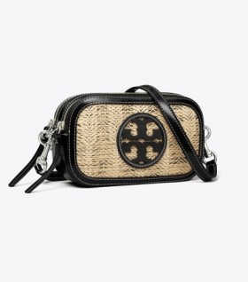 Women's Tory Burch Mini Miller Linen Crossbody Bags Beige Black