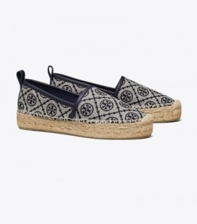 Women's Tory Burch T Monogram Platform Espadrilles Navy