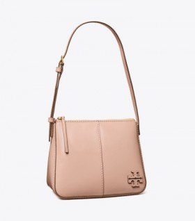 Women's Tory Burch Mcgraw Spazzolato Pickstitch Boxy Shoulder Bags Brown