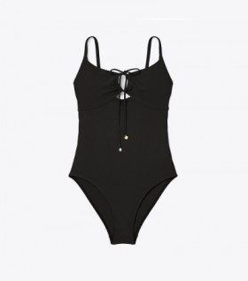 Women's Tory Burch Ruched One-piece Coverups Black
