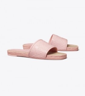 Women's Tory Burch T Monogram Espadrille Slides Black