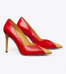Women's Tory Burch Triangle Pump Heels Red Brown
