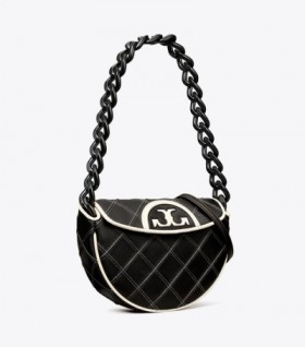 Women's Tory Burch Mini Fleming Soft Crescent Bags Black