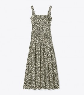 Women's Tory Burch Ditsy Floral Silk Taffeta Corset Dress Black