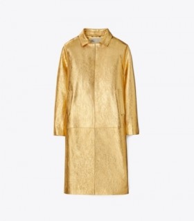 Women's Tory Burch Metallic Leather Coats Gold