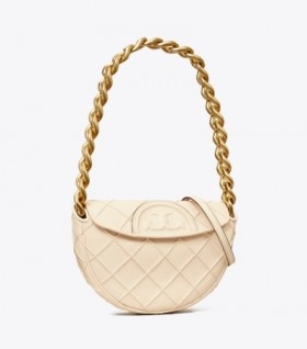Women's Tory Burch Mini Fleming Soft Crescent Bags Cream