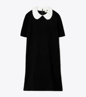 Women's Tory Burch Poplin Collar Sweater Dress Black
