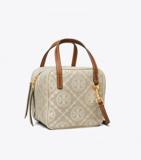 Women's Tory Burch T Monogram Jacquard Cube Crossbody Bags White