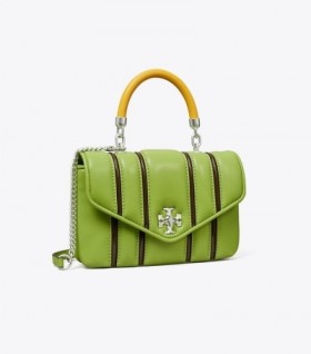 Women's Tory Burch Mini Kira Bombé Stripe Top-handle Crossbody Bags Brown