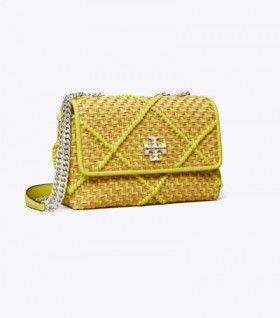 Women's Tory Burch Small Kira Diamond Woven Convertible Shoulder Bags Black