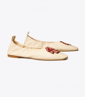 Women's Tory Burch Heart Ballerina Cream