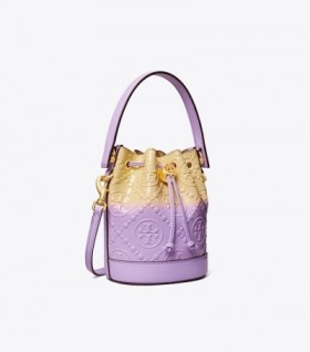 Women's Tory Burch Mini T Monogram Dip-dye Bucket Bags Lavender