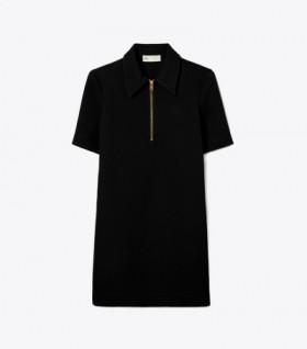 Women's Tory Burch Crepe Polo Dress Black