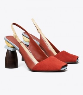 Women's Tory Burch Marquetry Block Heels Beige