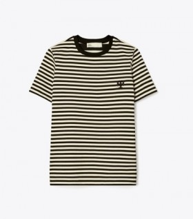 Women's Tory Burch Embroidered Logo T Shirts Black