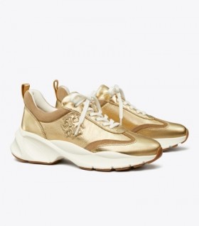 Women's Tory Burch Good Luck Trainer Sneakers Gold