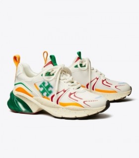Women's Tory Burch Good Luck Tech Trainer Sneakers White / Red / Green