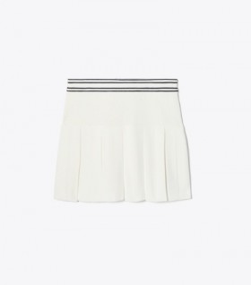 Women's Tory Burch Box Pleat Tech Knit Tennis Skirts White