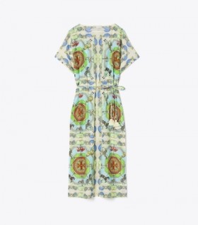 Women's Tory Burch Printed Cotton Silk Dress Mint