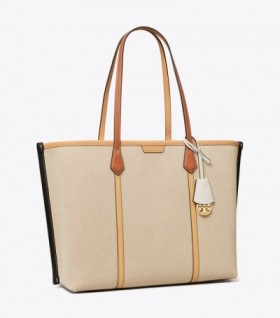 Women's Tory Burch Perry Canvas Triple-compartment Tote Bags Beige Multicolor