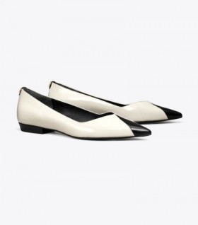 Women's Tory Burch Triangle Pointed Flats Light Blue Black