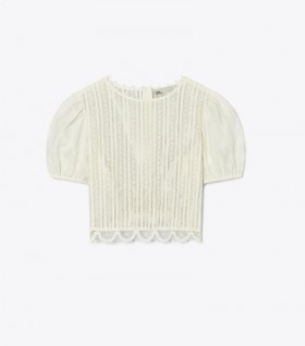 Women's Tory Burch Lace Crop Tops White