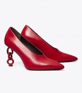 Women's Tory Burch Chain Pump Heels Red