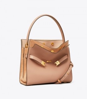 Women's Tory Burch Lee Radziwill Small Double Satchel Bags Cream