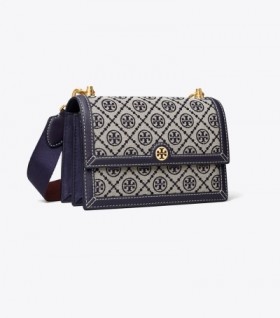 Women's Tory Burch Small T Monogram Shoulder Bags Navy