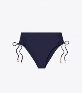 Women's Tory Burch High-waist Cinched Bikini Bottom Navy