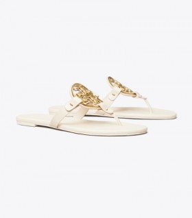 Women's Tory Burch Metal Miller Soft Sandals Cream Gold